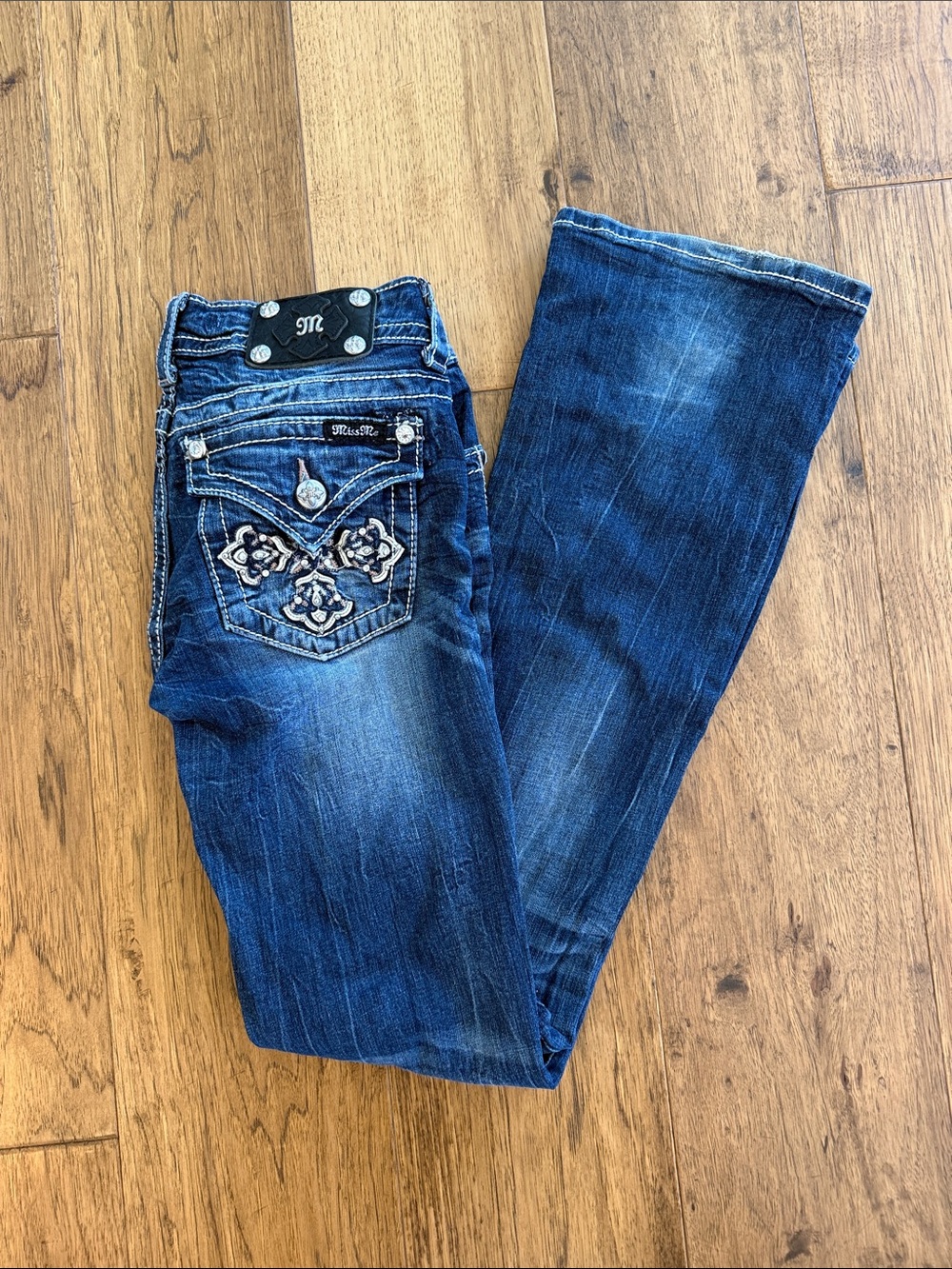 Miss Me Blue Embroidered Boot Cut Jeans
